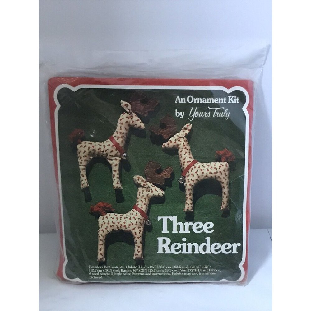 Vintage Three Reindeers‎ Christmas Ornament Kit by Yours Truly Holiday #2835 USA